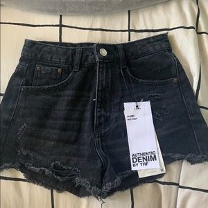 Zara black denim shorts